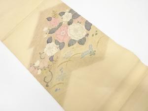 アンティーク　幾何学に草花模様織り出し袋帯(材料)